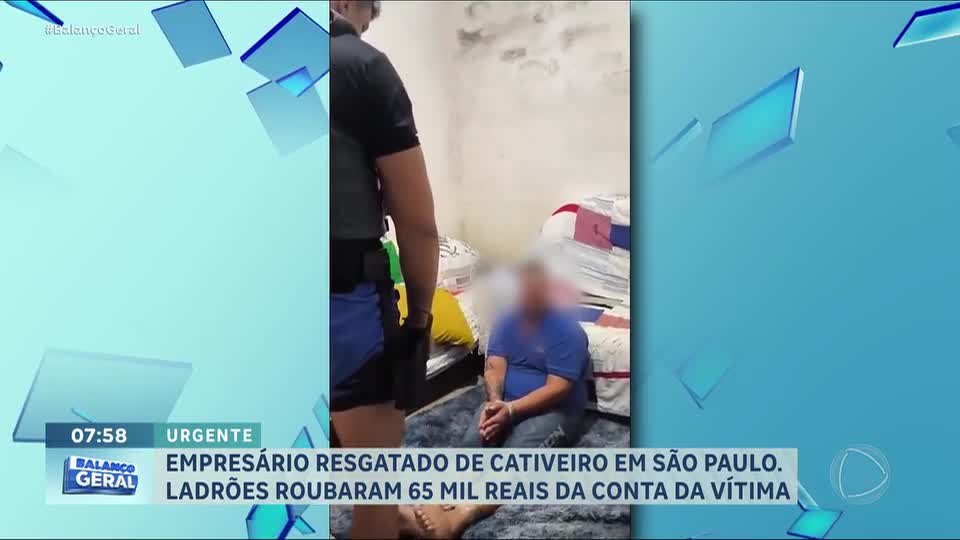 Empresário de 27 anos é resgatado após ser mantido em cativeiro no interior de SP Foto: Record Tv